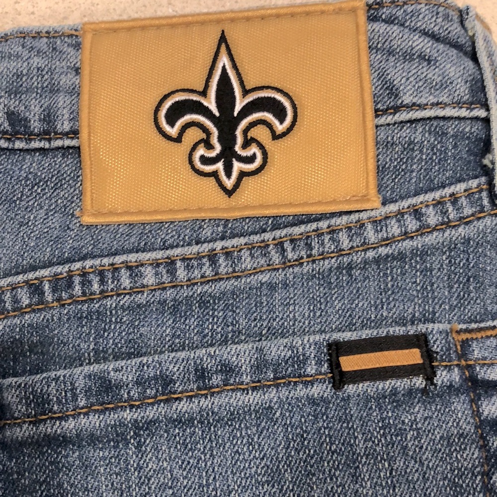 NFL BLITZ NEW ORLEANS SAINTS DENIM BLUE JEAN MINI SKIRT SIZE 6 NEW WITH TAGS